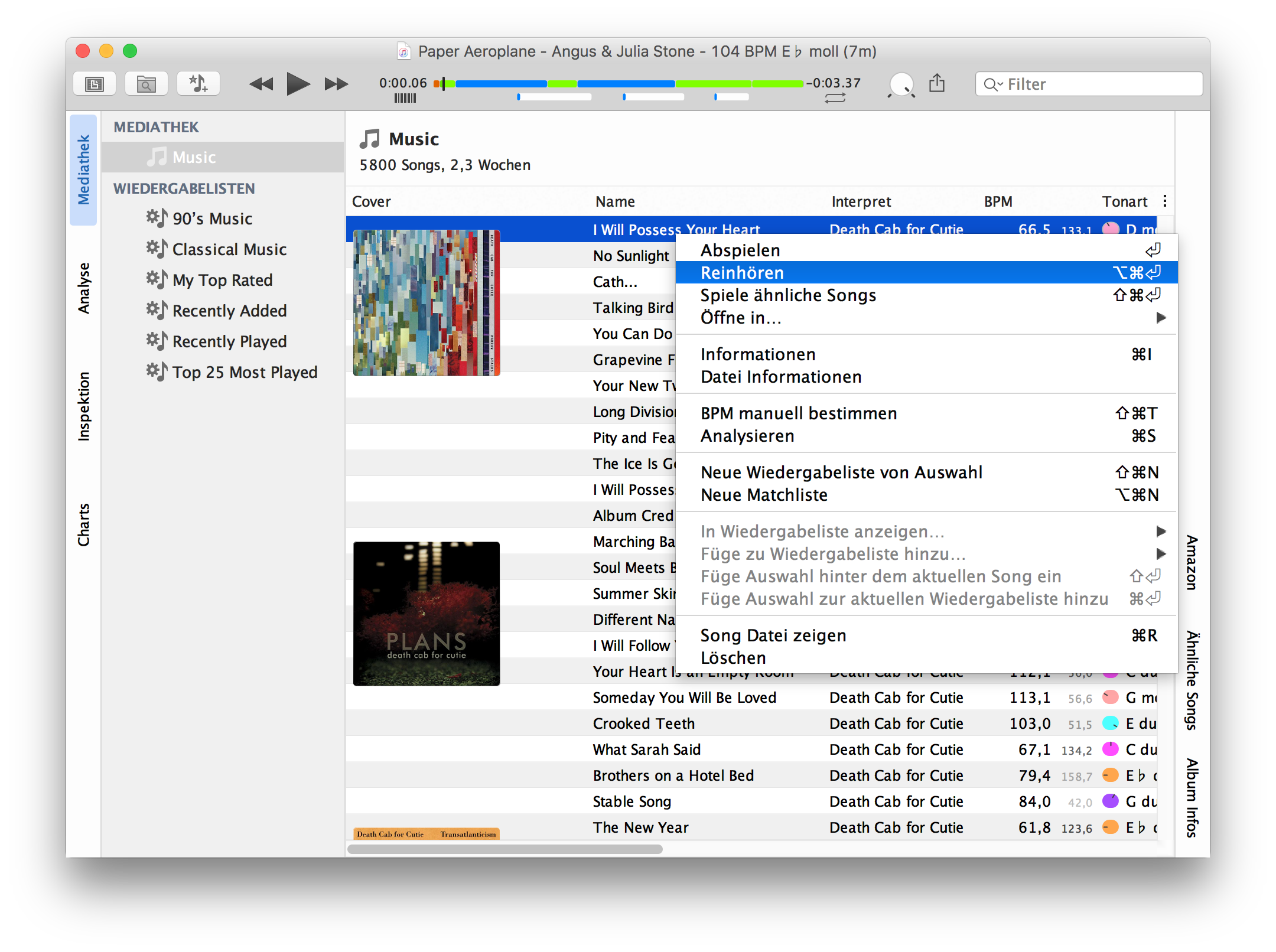 beaTunes Reinh&ouml;ren